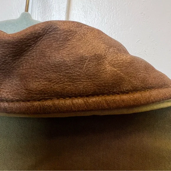 VTG Woolrich Men Bomber Jacket Thermore Green Brown Leather Size XL Rustic Cabin - Picture 11 of 11